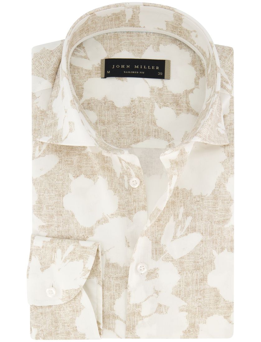 overhemd John Miller wit mouwlengte 7 tailored fit