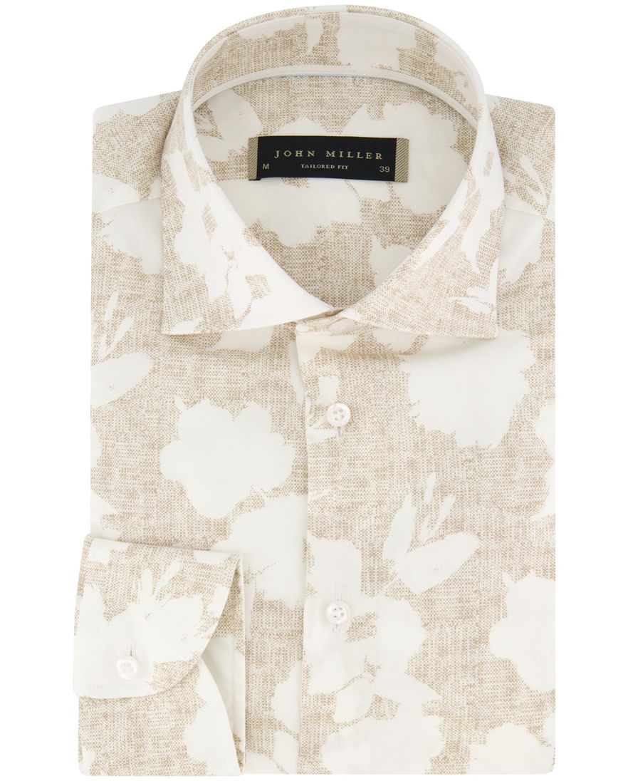 John Miller overhemd wit mouwlengte 7 katoen