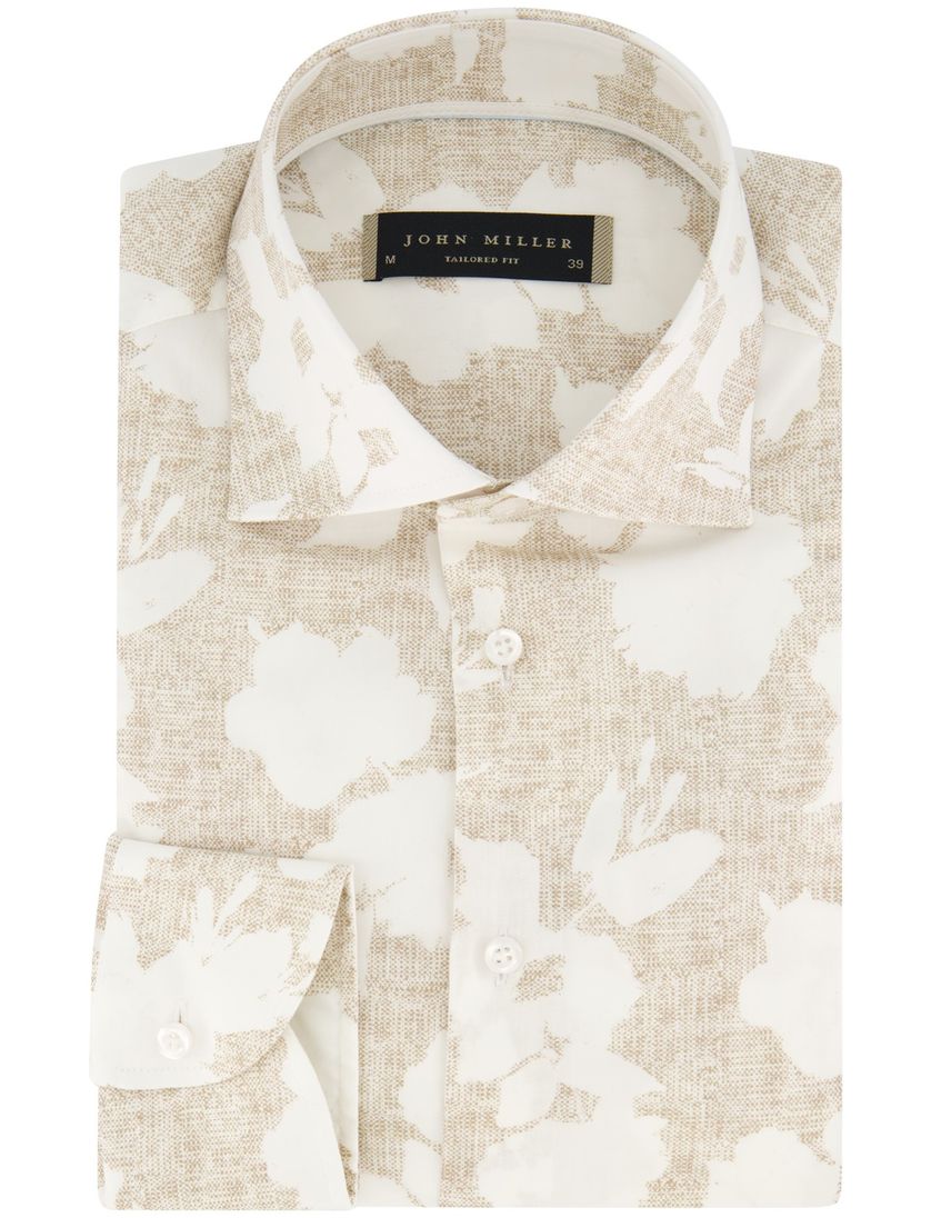 overhemd John Miller wit mouwlengte 7 tailored fit