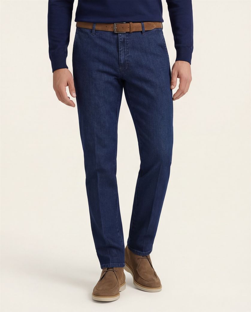 M.E.N.S. katoenen madison u blauw spijker chino