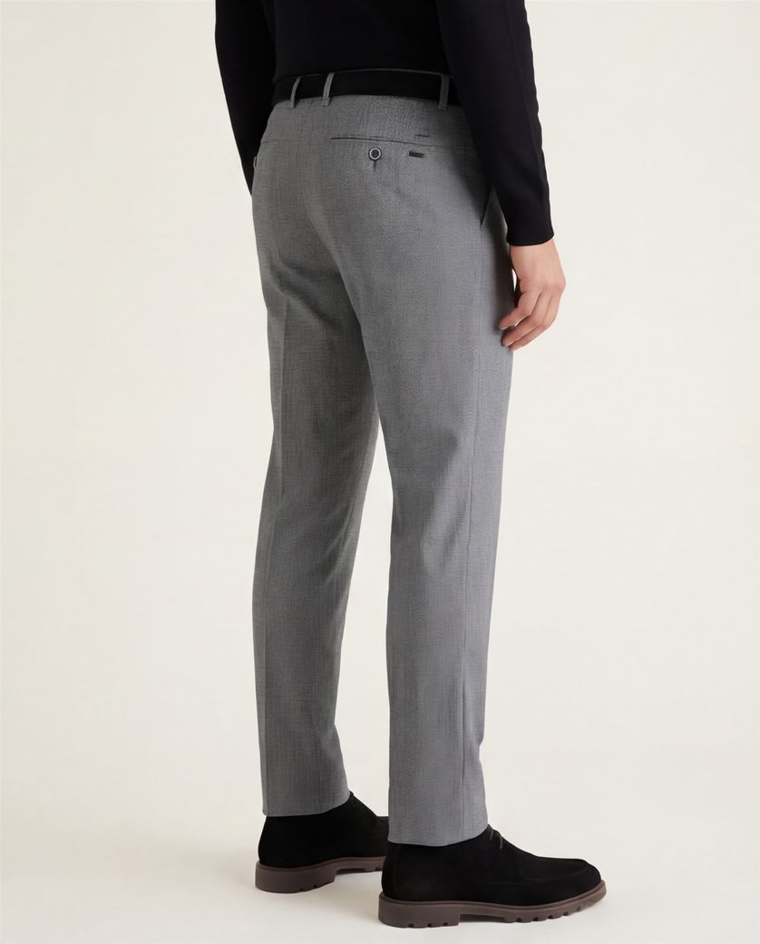 katoenen M.E.N.S. Madison broek blauw geruit chino