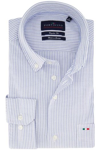 Portofino Portofino casual overhemd wijde fit lichtblauw wit gestreept