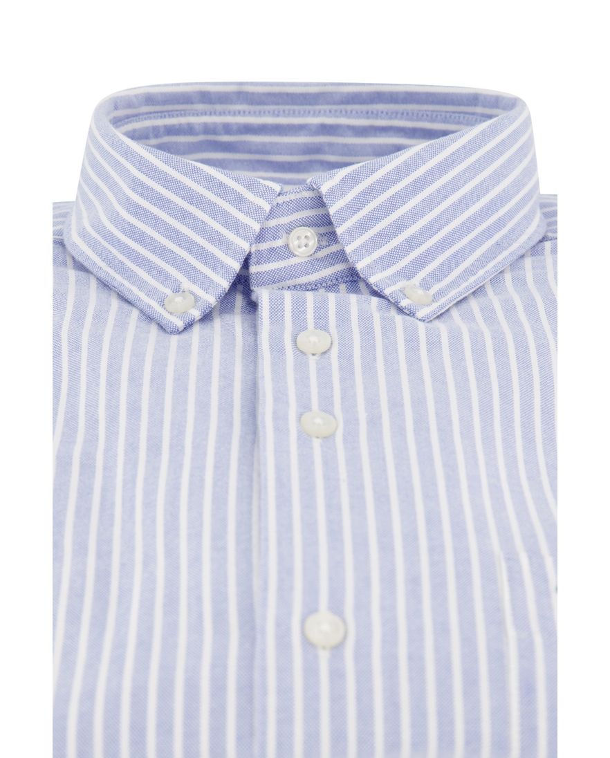 Portofino regular fit overhemd lichtblauw gestreept katoen