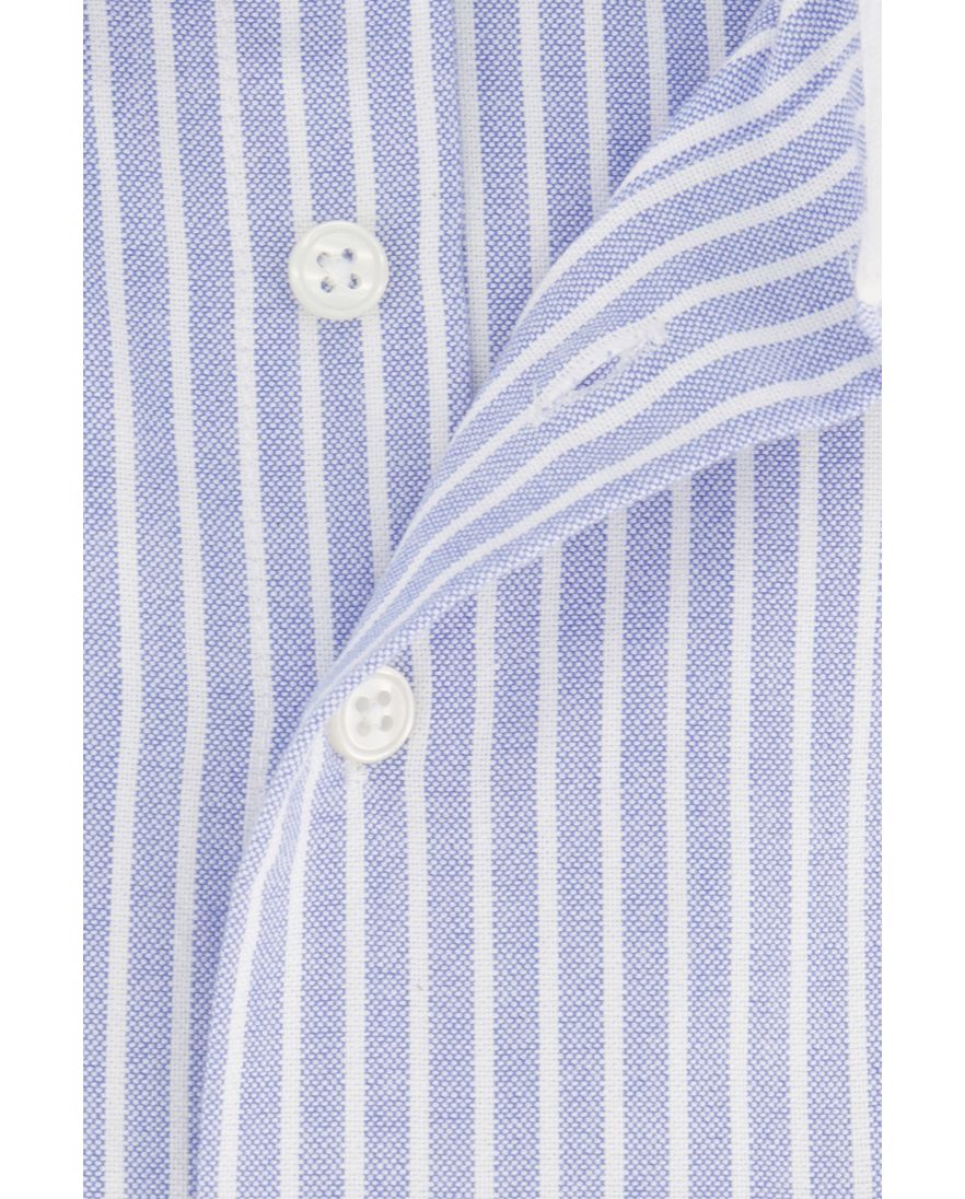 Portofino regular fit overhemd lichtblauw gestreept katoen