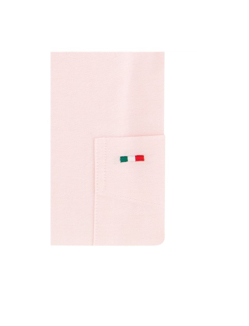 Lichtroze Portofino casual overhemd wijde fit effen katoen