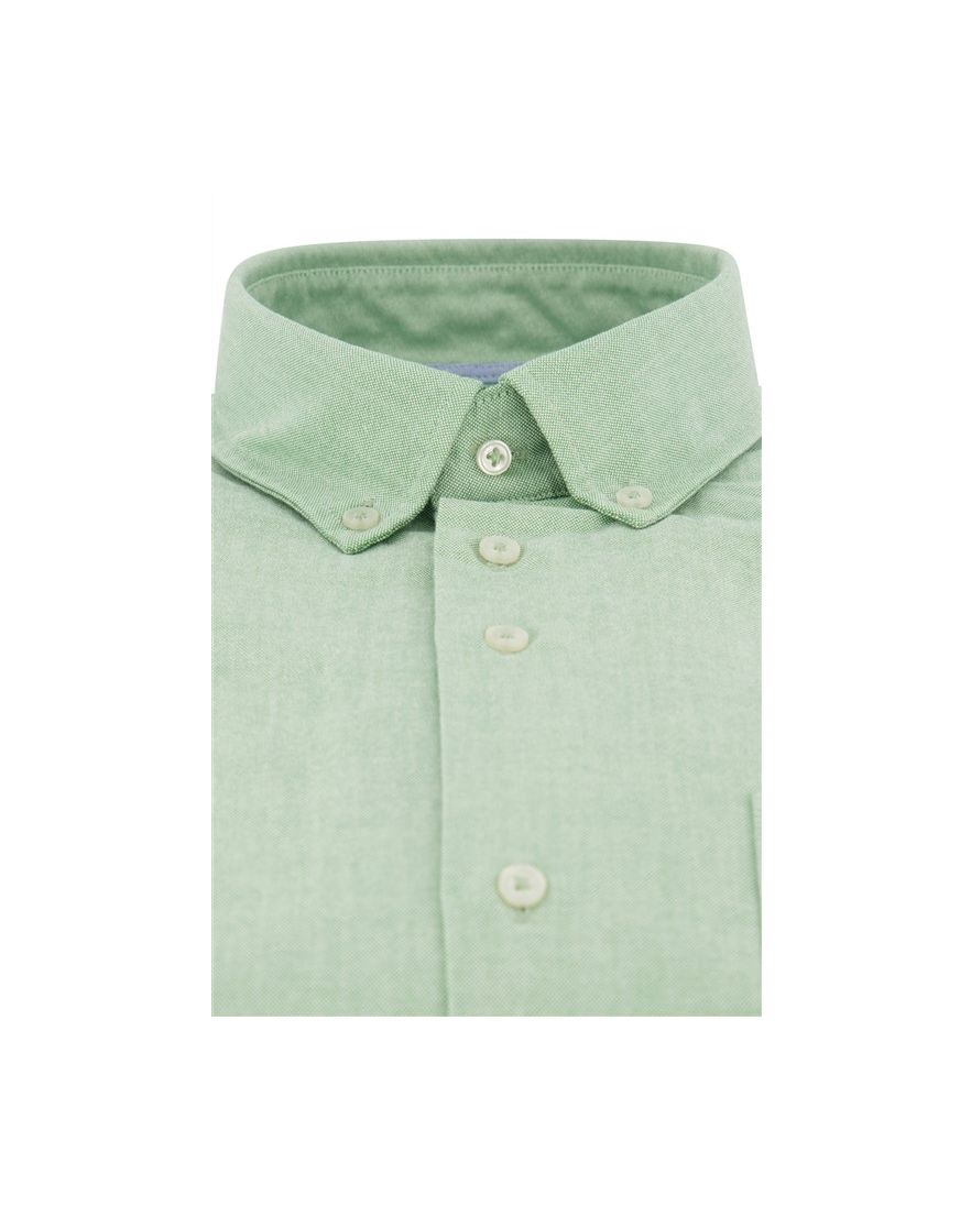 Groen effen Portofino overhemd wijde fit katoen