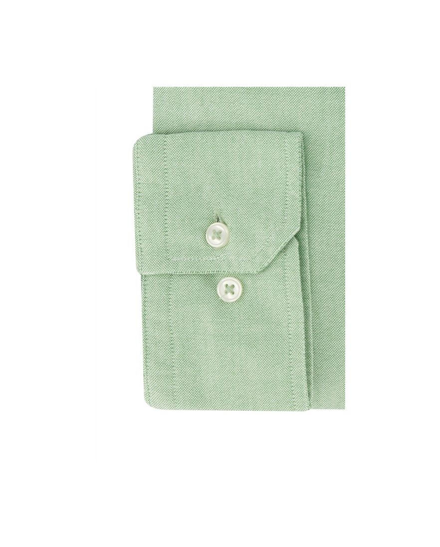 Groen effen Portofino overhemd wijde fit katoen