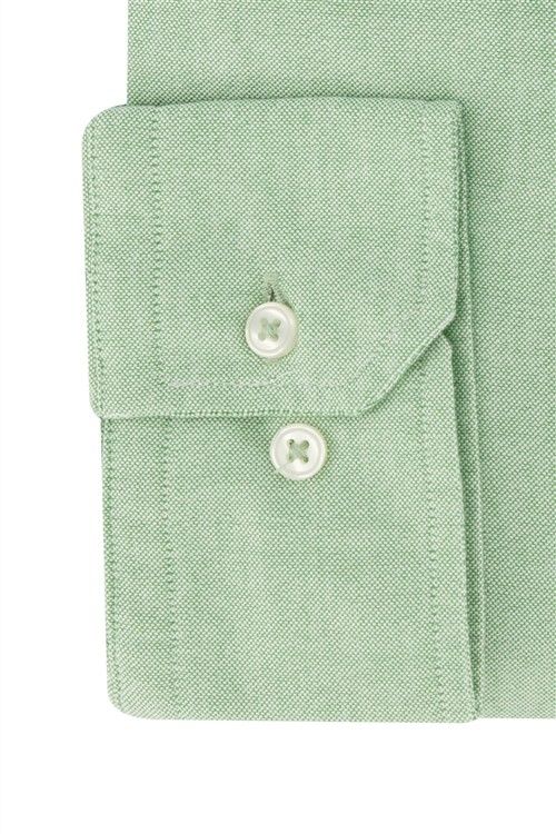 Groen effen Portofino overhemd wijde fit katoen