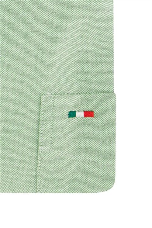 Groen effen Portofino overhemd wijde fit katoen