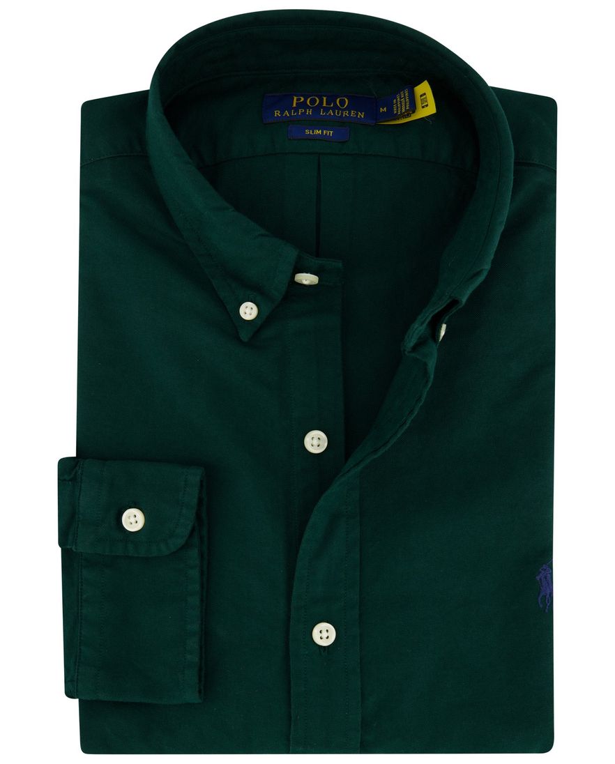 Polo Ralph Lauren casual overhemd slim fit groen effen 100% katoen