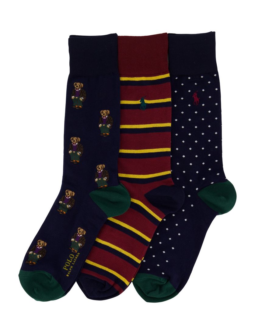 Polo Ralph Lauren sokken katoen geprint 3-pack bear