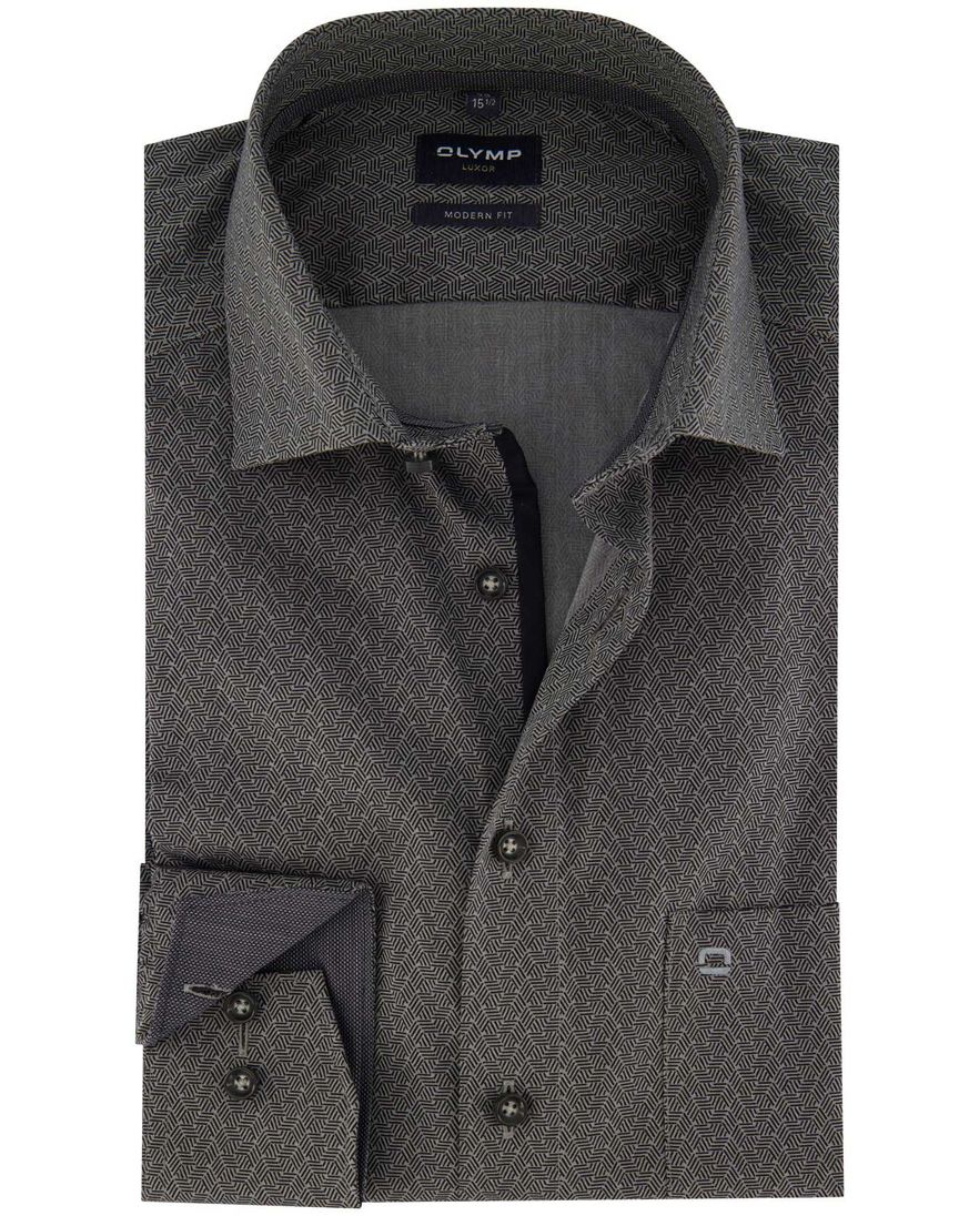 Grijs Olymp overhemd normale fit mouwlengte 7