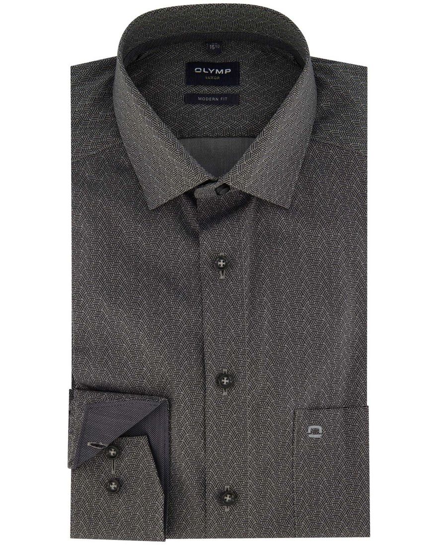 Grijs Olymp overhemd normale fit mouwlengte 7