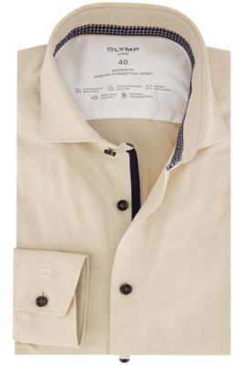 Olymp Olymp business overhemd Modern Fit beige effen katoen
