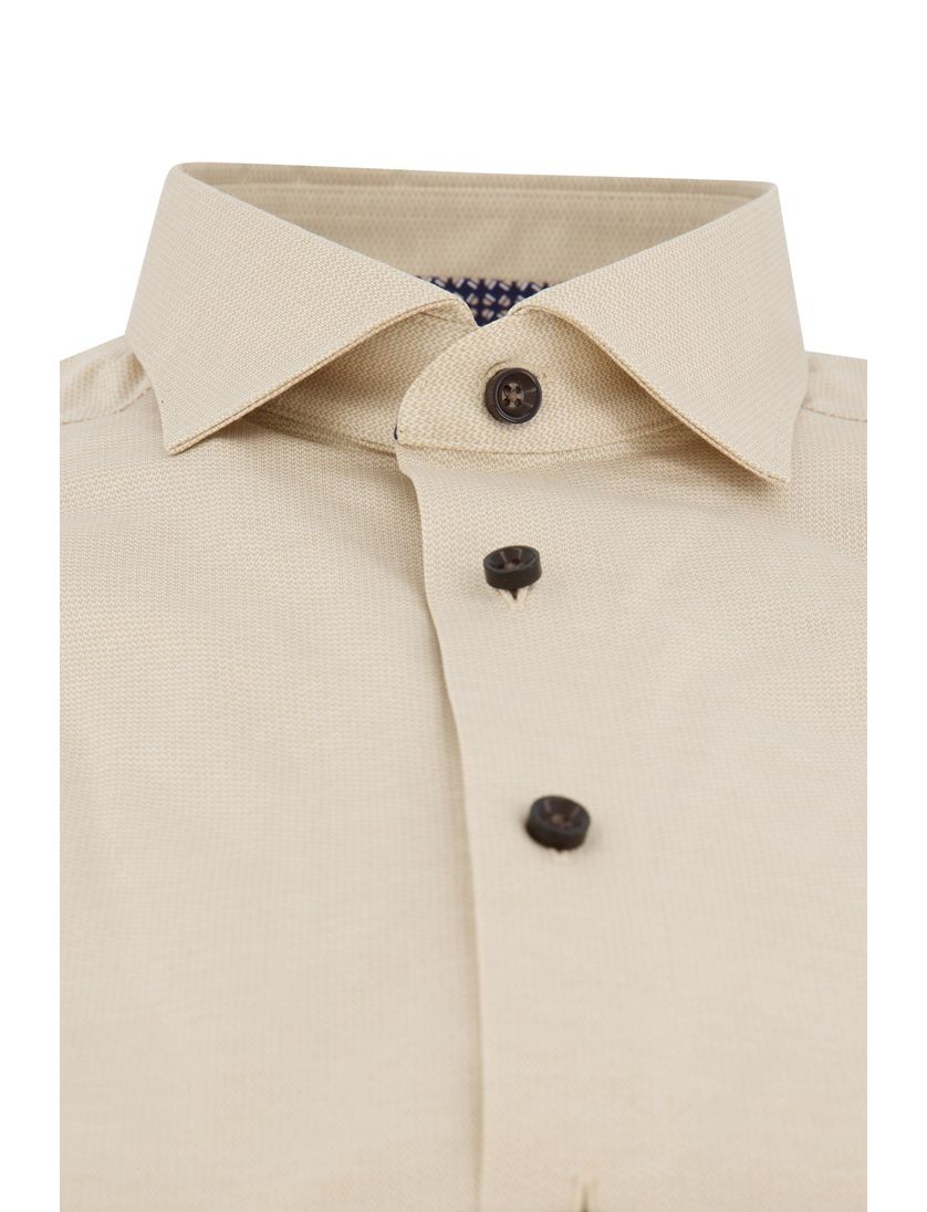 Olymp business overhemd Modern Fit beige effen katoen