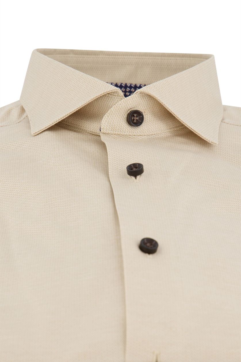 Olymp business overhemd Modern Fit beige effen katoen