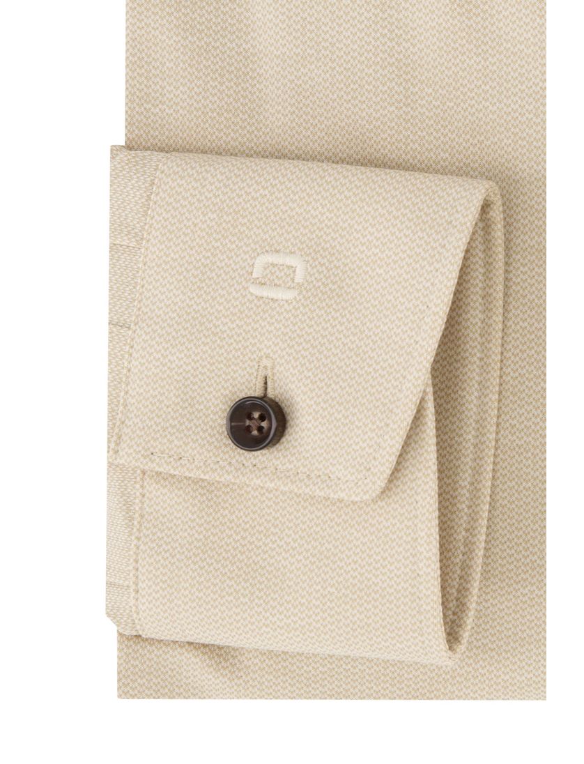 Olymp business overhemd Modern Fit beige effen katoen