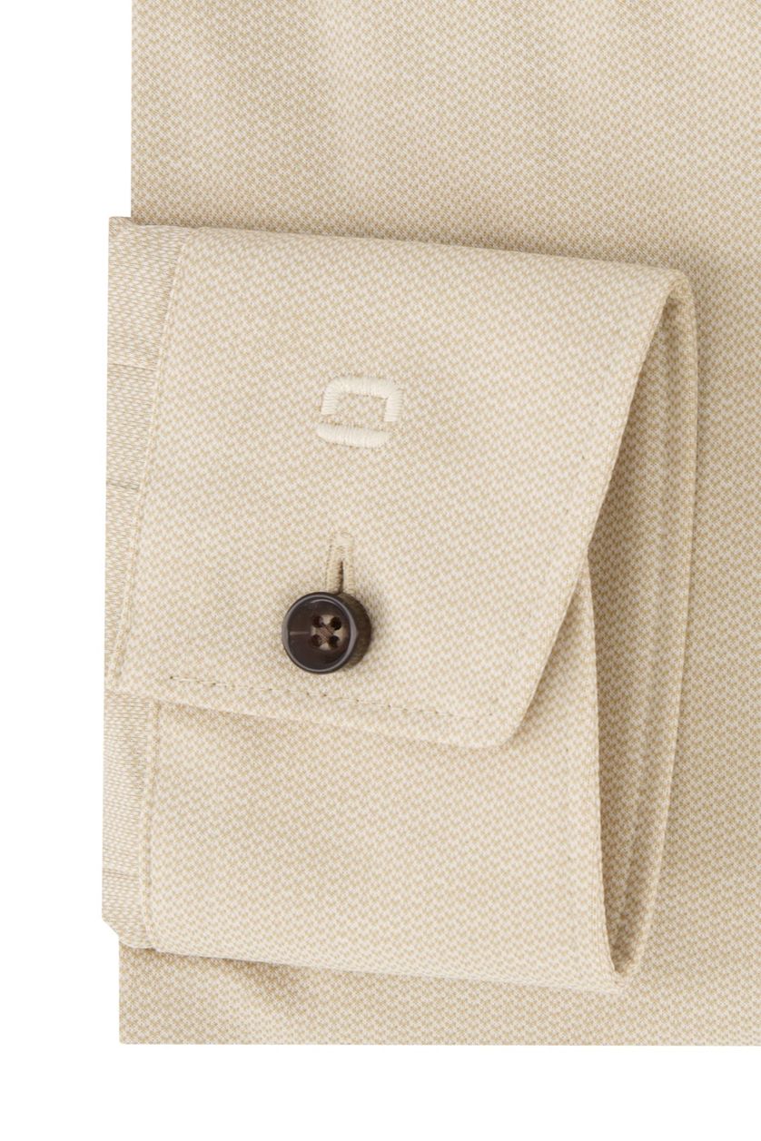 Olymp business overhemd Modern Fit beige effen katoen