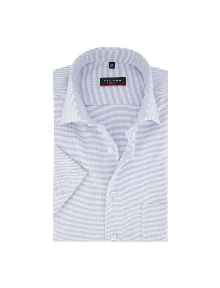 Eterna overhemd KM lichtblauw geprint