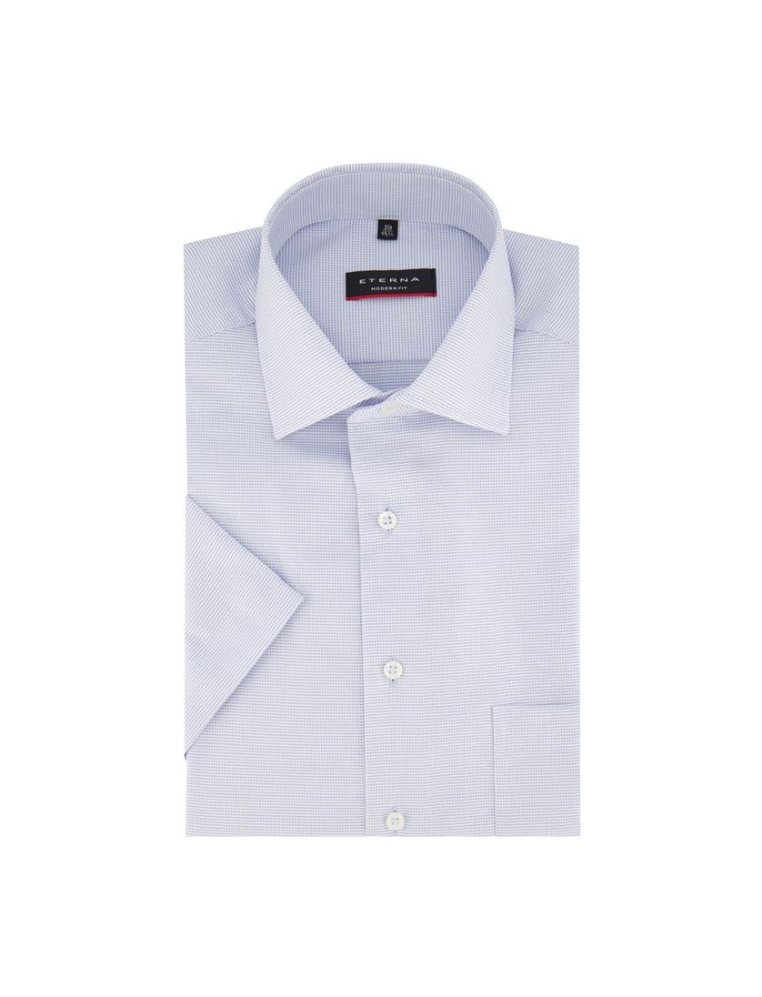Eterna overhemd KM lichtblauw geprint