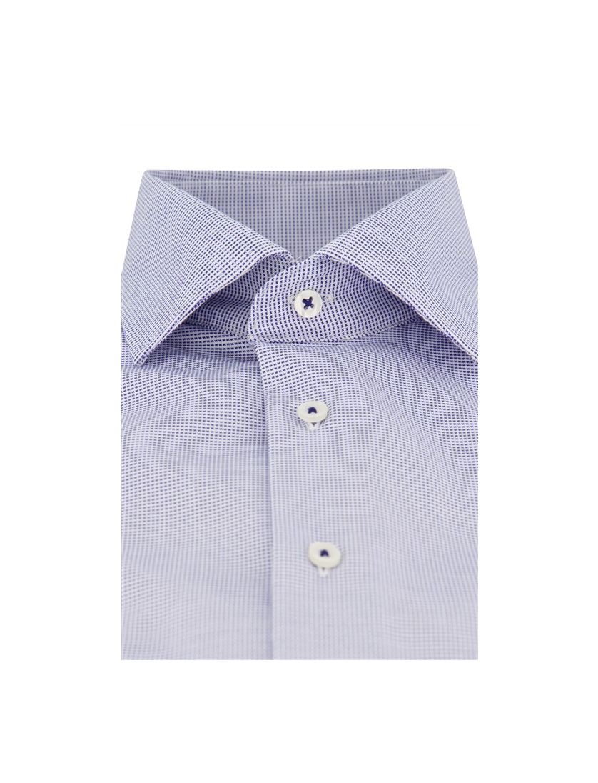 Eterna overhemd korte mouw Modern Fit lichtblauw geprint katoen