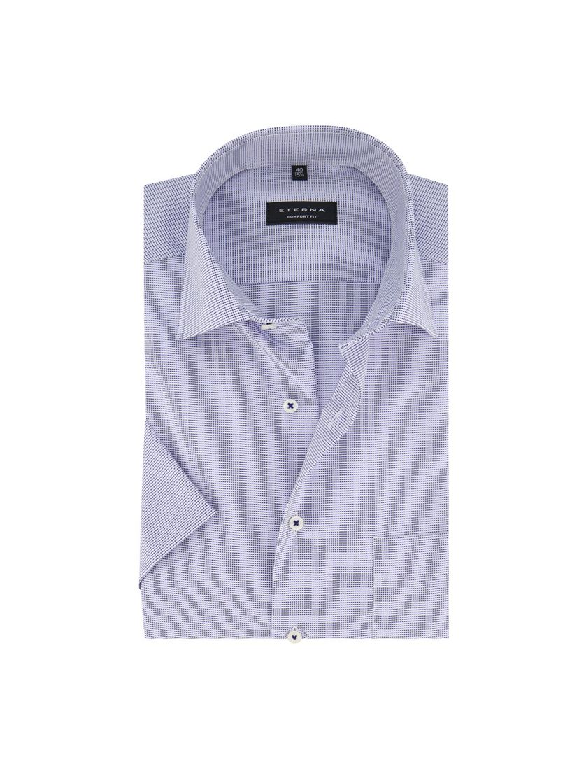 Korte mouw overhemd Eterna blauw geprint