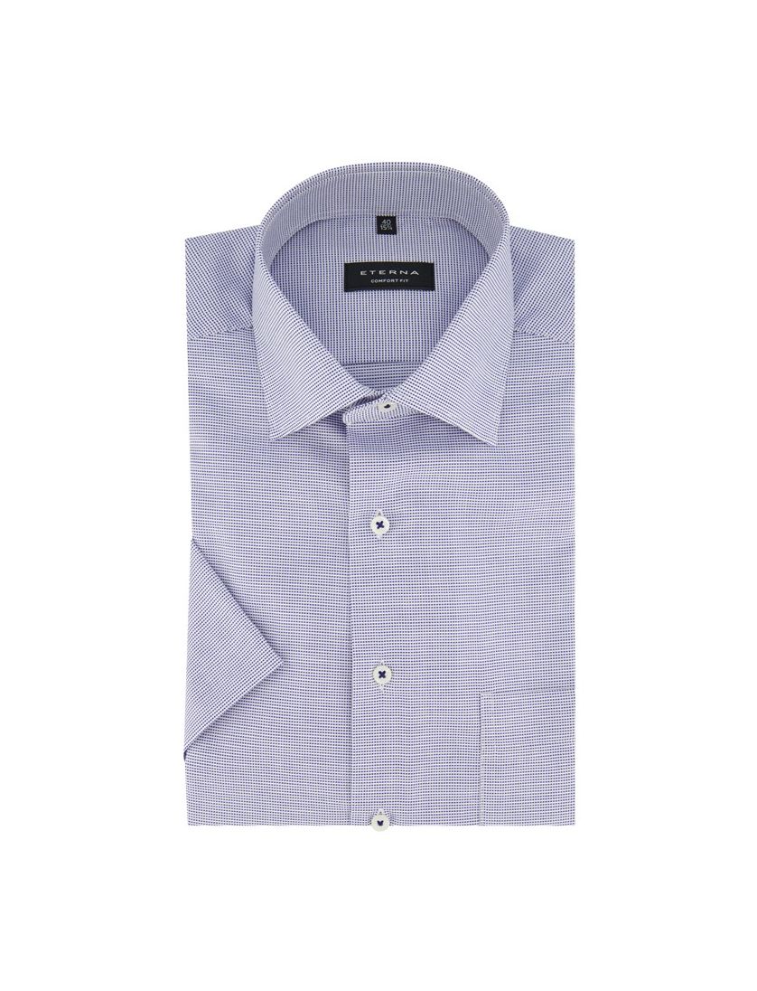 Korte mouw overhemd Eterna blauw geprint