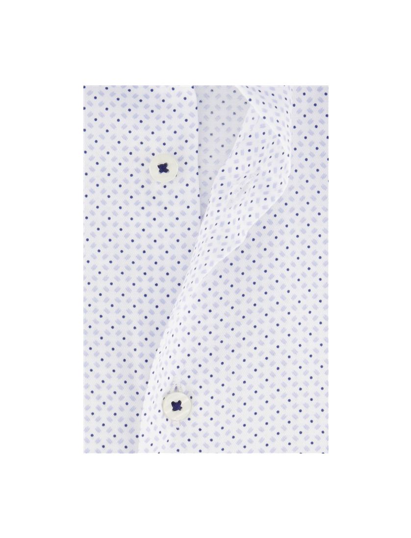 Eterna overhemd KM wit geprint stippen