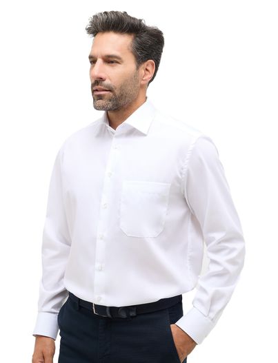 Eterna Eterna overhemd comfort fit wit effen katoen borstzak