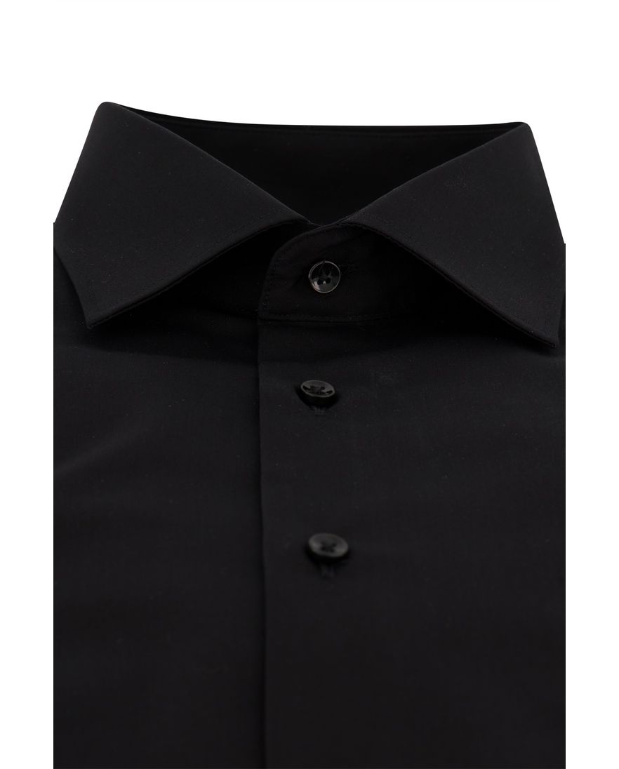 Eterna overhemd wijde fit zwart effen katoen borstzak