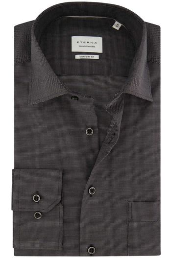 Eterna Eterna overhemd katoen Comfort Fit donkergrijs gemêleerd