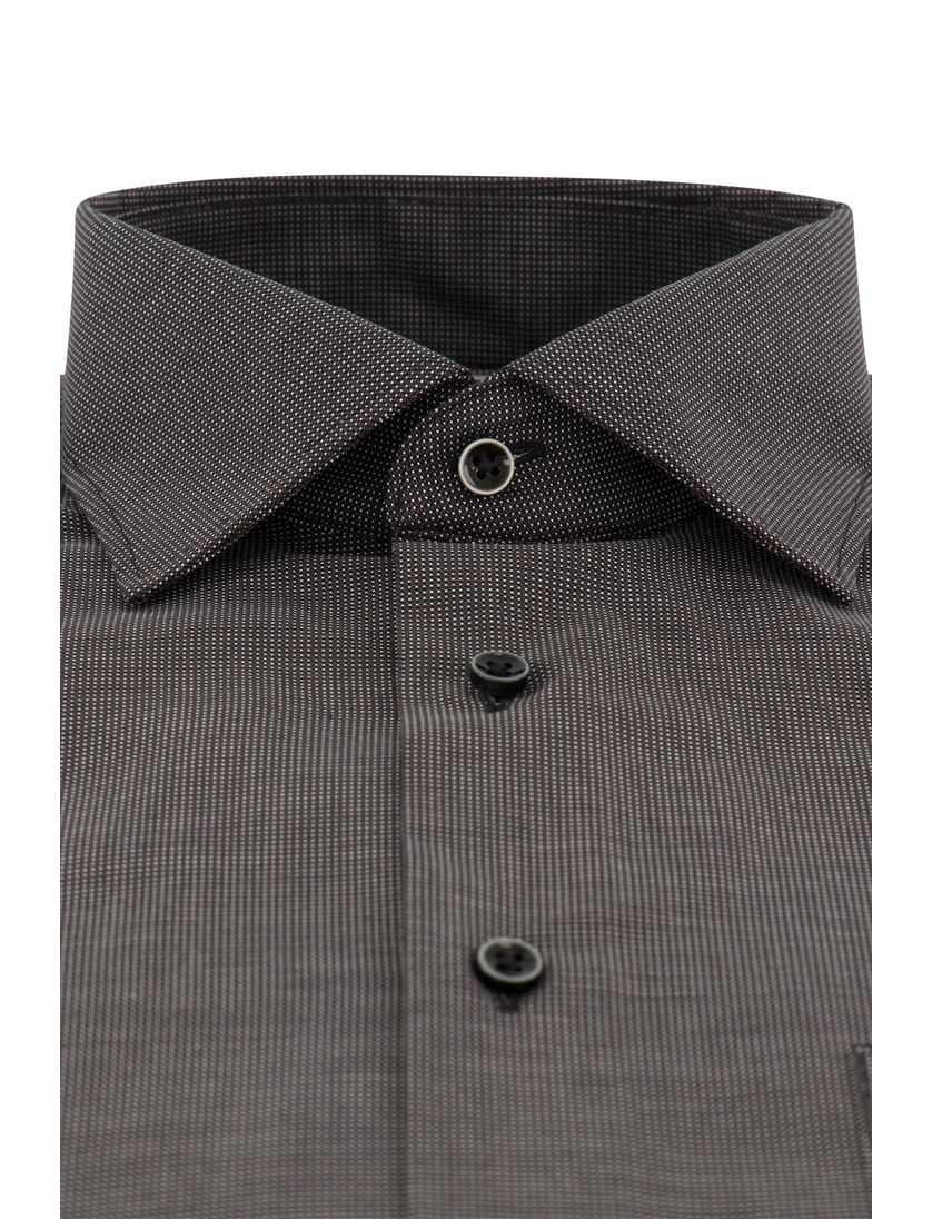 Katoenen Eterna donkergrijs overhemd Comfort Fit gemêleerd