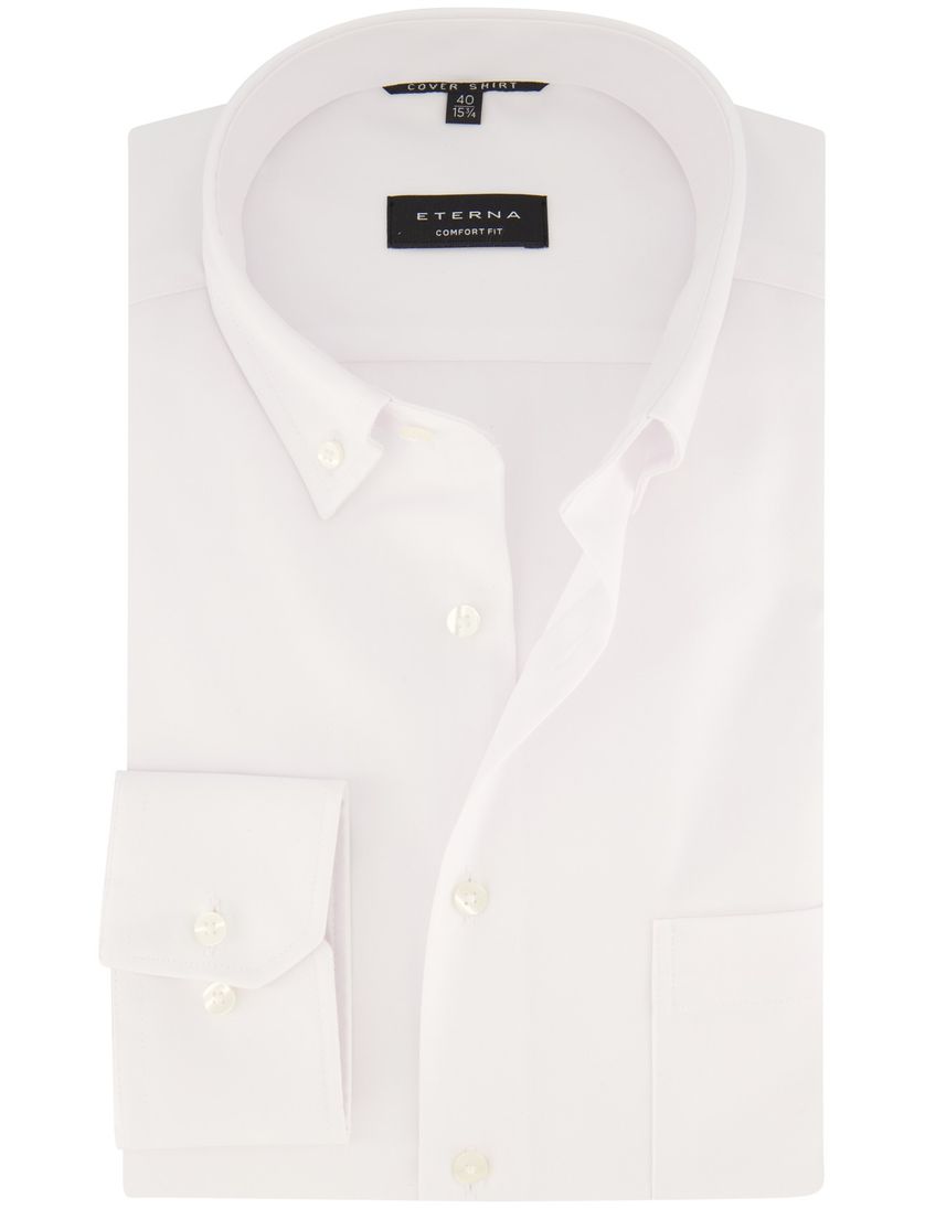 Eterna katoenen overhemd strijkvrij Comfort Fit wit button-down