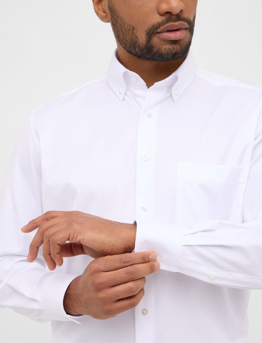 Eterna katoenen overhemd strijkvrij Comfort Fit wit button-down