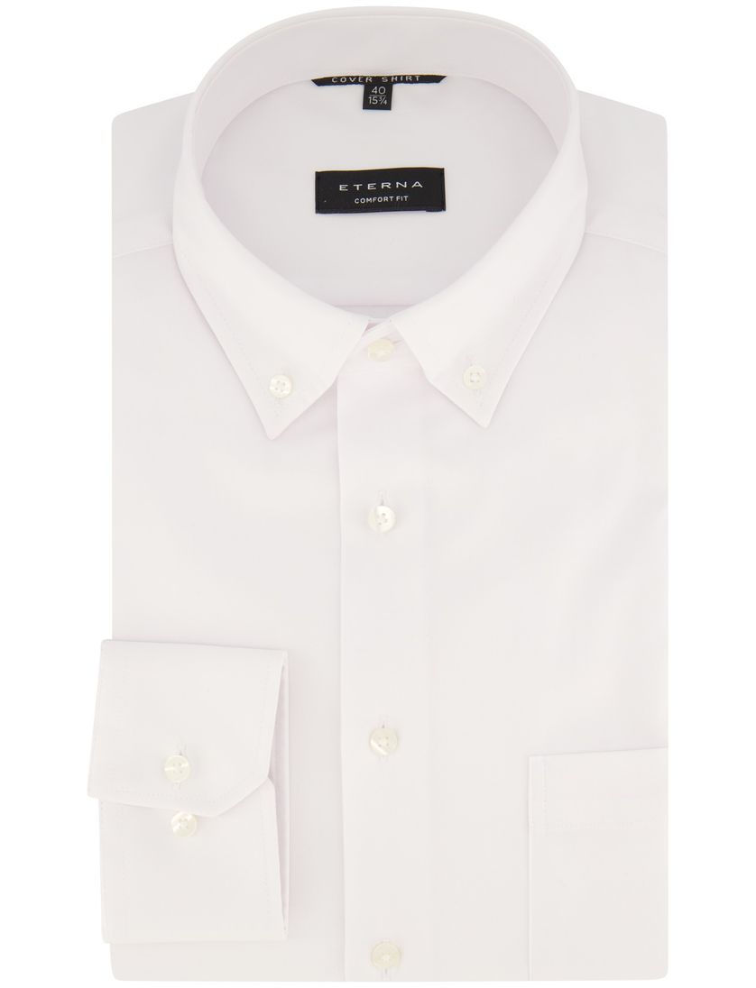 Eterna katoenen overhemd strijkvrij Comfort Fit wit button-down