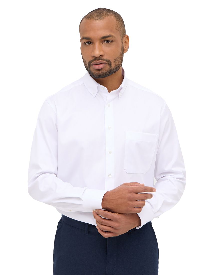 Eterna katoenen overhemd strijkvrij Comfort Fit wit button-down