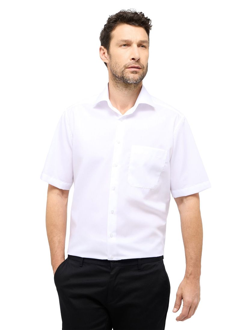 Eterna overhemd katoen korte mouw Comfort Fit wit