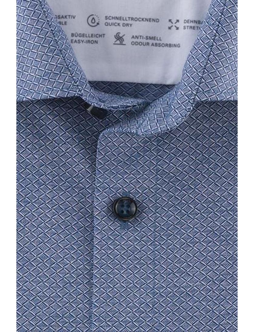 Olymp level 5 overhemd blauw geprint katoen 24/seven