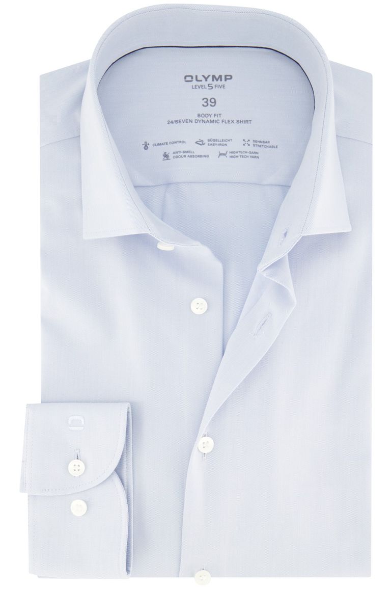business overhemd Olymp lichtblauw effen katoen, polyester, stretch slim fit