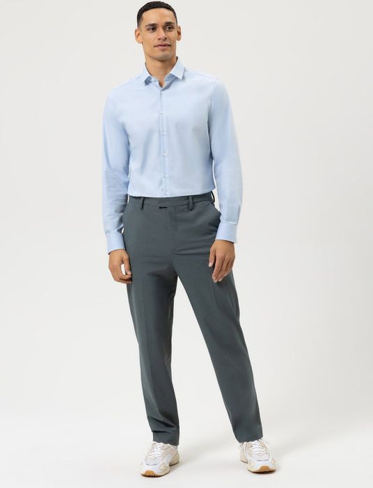 business overhemd Olymp lichtblauw effen katoen, polyester, stretch slim fit