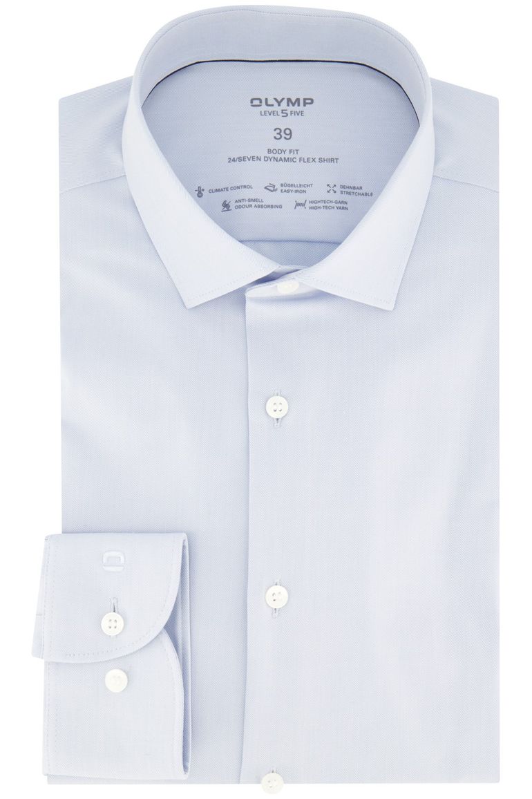 business overhemd Olymp lichtblauw effen katoen, polyester, stretch slim fit