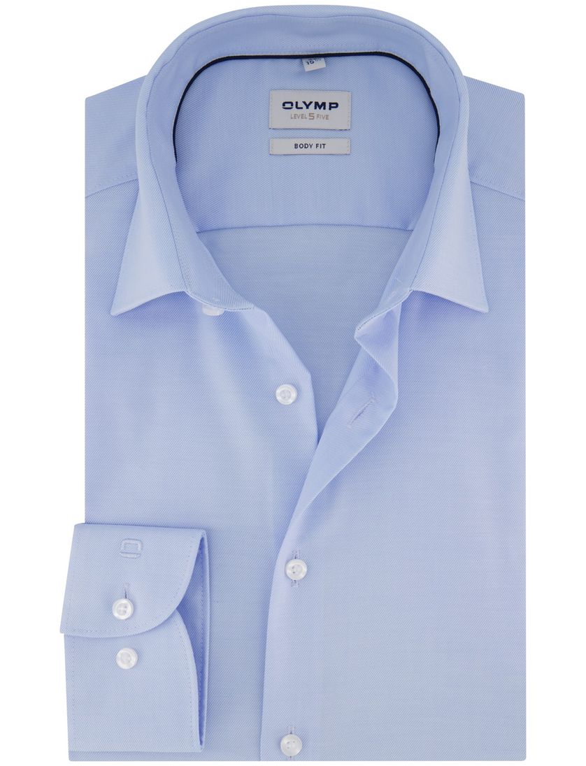 Olymp Level 5 Five overhemd effen lichtblauw katoen Body Fit