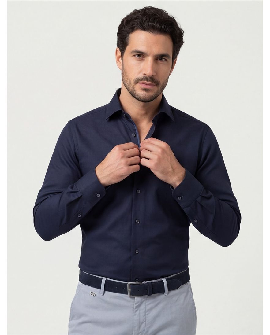 Olymp overhemd donkerblauw Body Fit effen