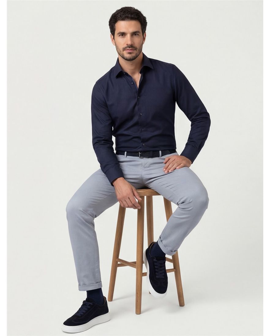 Olymp overhemd donkerblauw Body Fit effen