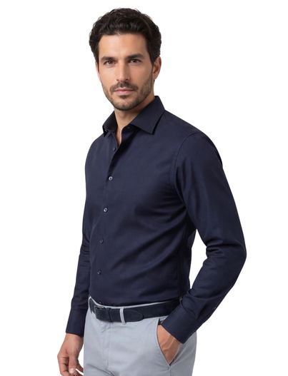 Olymp Olymp overhemd donkerblauw Body Fit effen