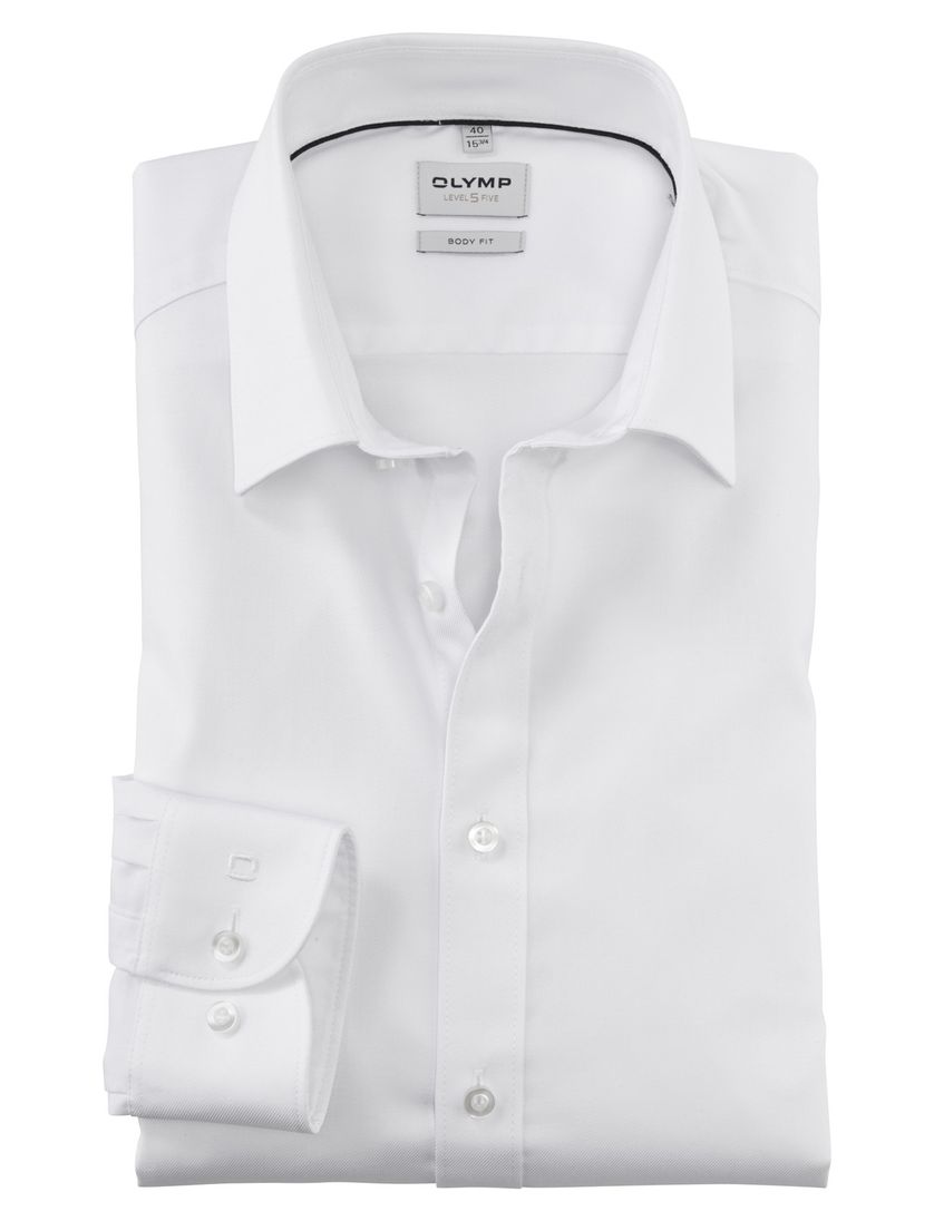 Olymp overhemd Level Five Body Fit effen wit katoen