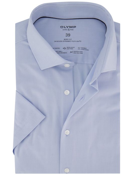 Olymp overhemd korte mouw body fit blauw