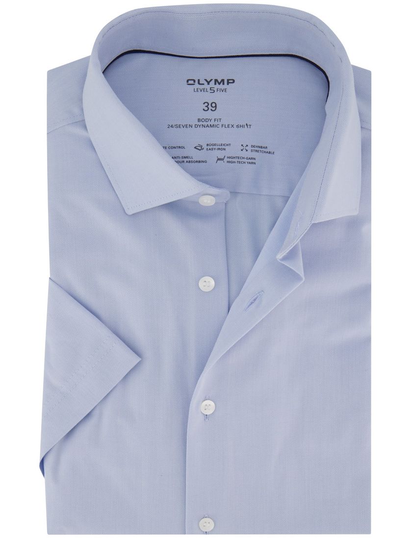 Olymp overhemd korte mouw lichtblauw katoen