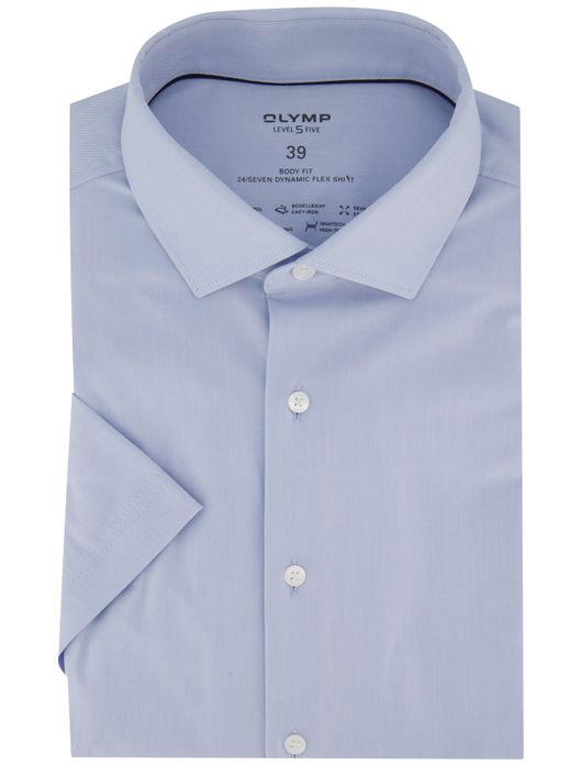Olymp overhemd korte mouw body fit blauw