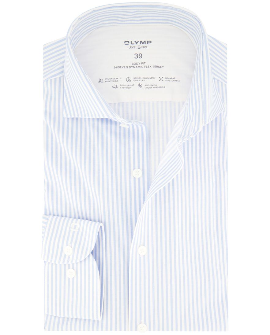 Olymp overhemd slim fit lichtblauw gestreept katoen